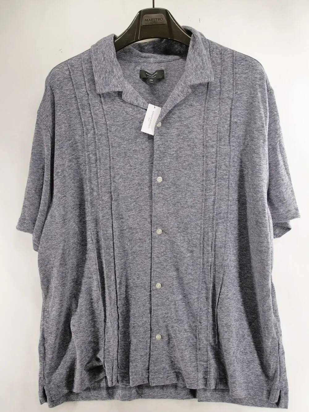 Banana Republic Shirt Mens XXL NWT Charcoal Gray Linen Blend Pleated Resort